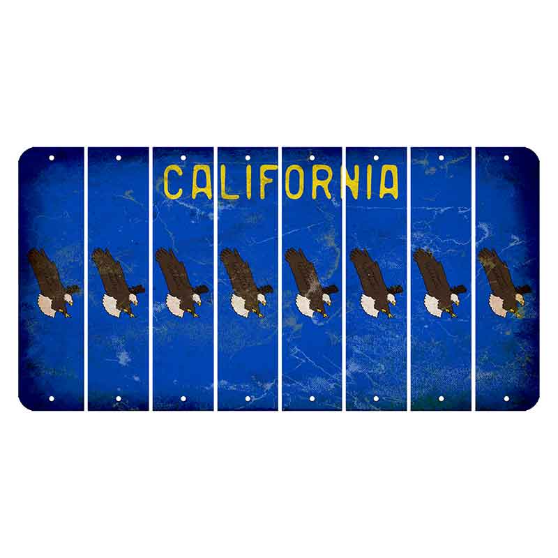 California Blue Cut License Plate Strips (Set of 8) Bald Eagle