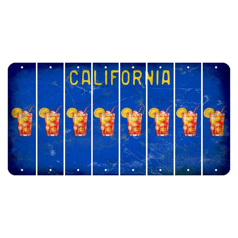 California Blue Cut License Plate Strips (Set of 8) Cocktail
