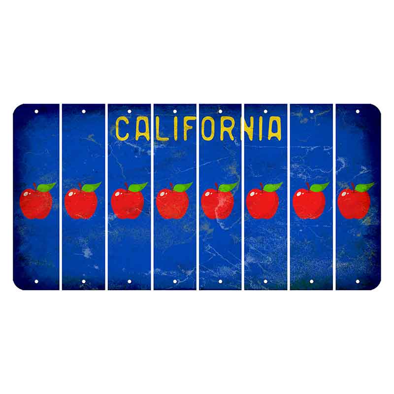 California Blue Cut License Plate Strips (Set of 8) Apple
