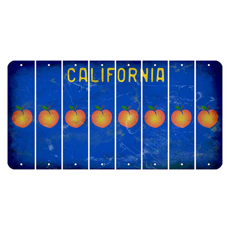 California Blue Cut License Plate Strips (Set of 8) Peach