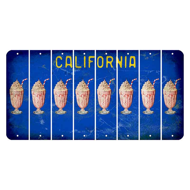 California Blue Cut License Plate Strips (Set of 8) Milkshake