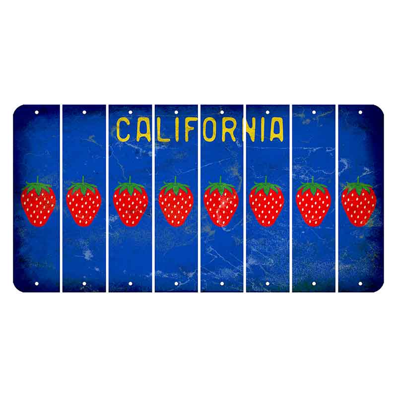 California Blue Cut License Plate Strips (Set of 8) Strawberry