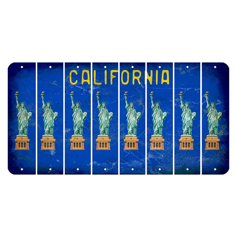 California Blue Cut License Plate Strips (Set of 8) Statue of Liberty