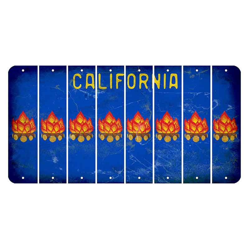 California Blue Cut License Plate Strips (Set of 8) Campfire