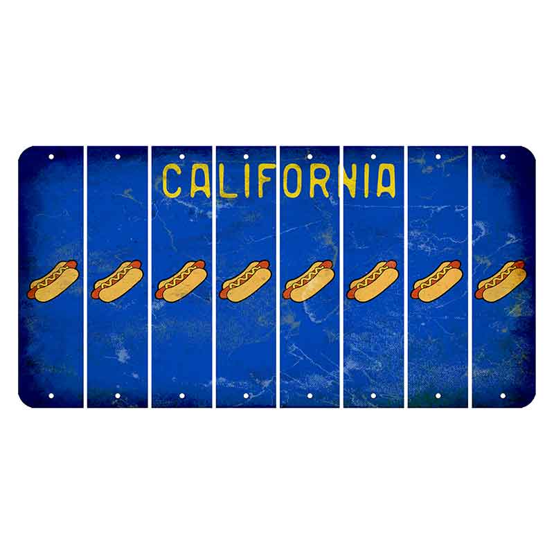 California Blue Cut License Plate Strips (Set of 8) Hotdog