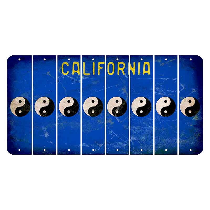 California Blue Cut License Plate Strips (Set of 8) Yin Yang