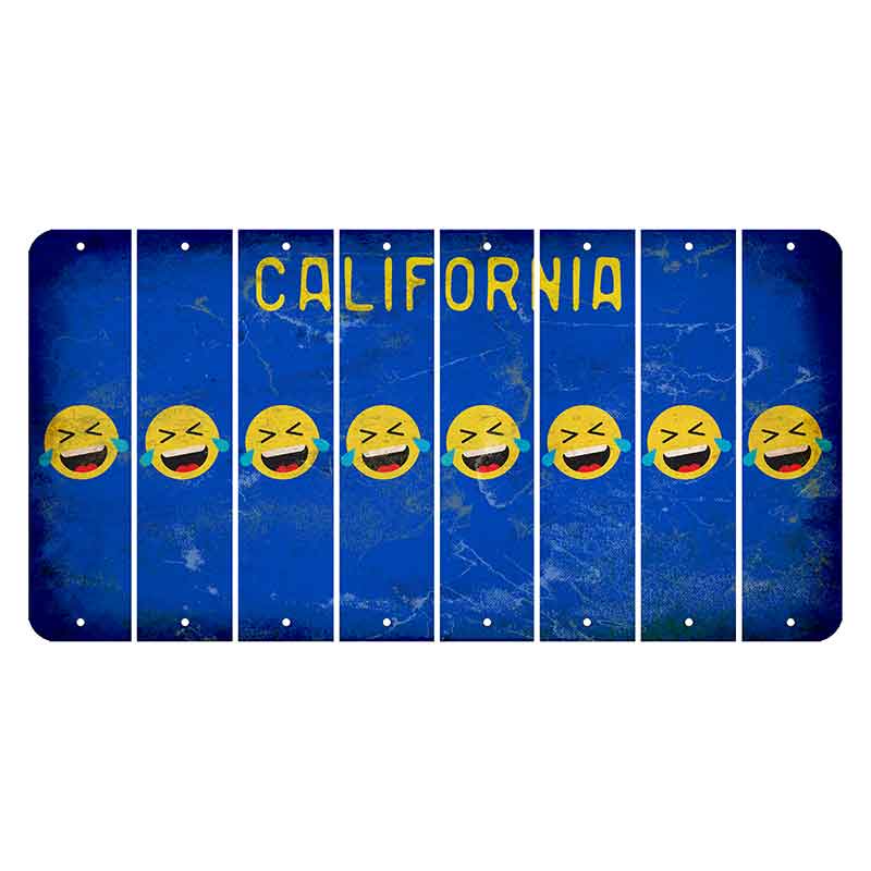 California Blue Cut License Plate Strips (Set of 8) Emoji - Laughing