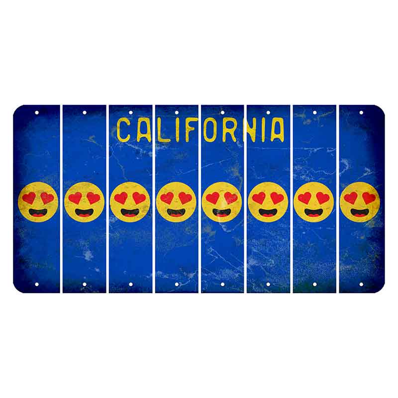 California Blue Cut License Plate Strips (Set of 8) Emoji - Heart Eyes
