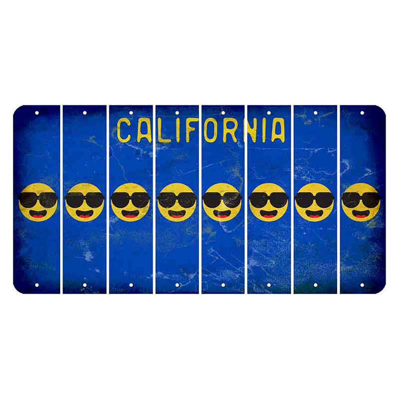 California Blue Cut License Plate Strips (Set of 8) Emoji - Shades