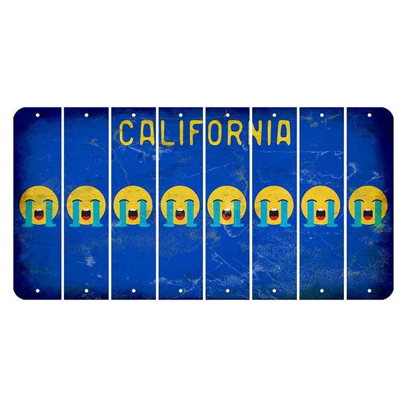 California Blue Cut License Plate Strips (Set of 8) Emoji - Crying