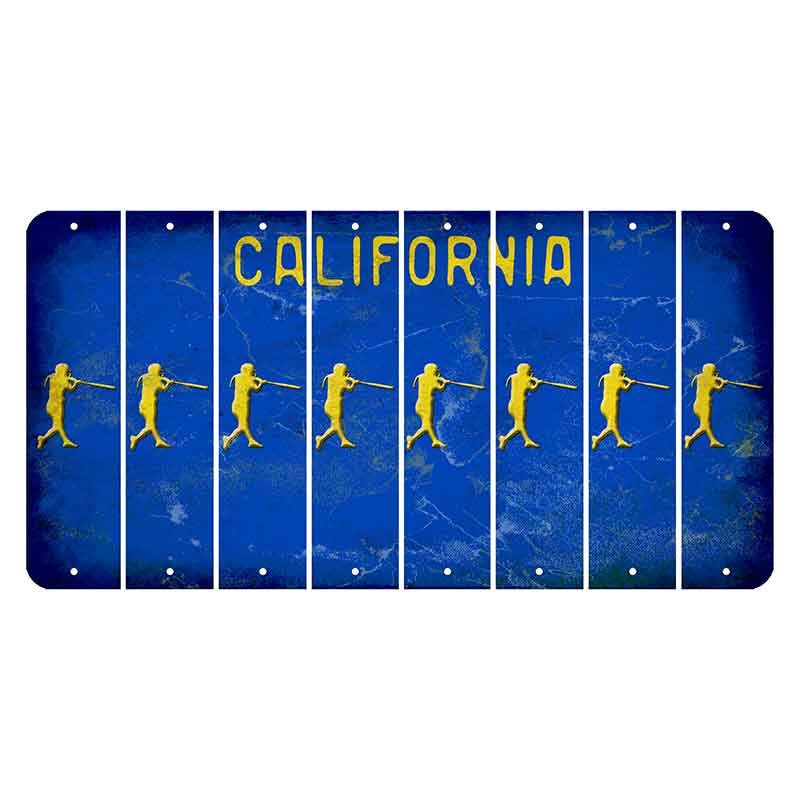 California Blue Cut License Plate Strips (Set of 8) Softball Batter