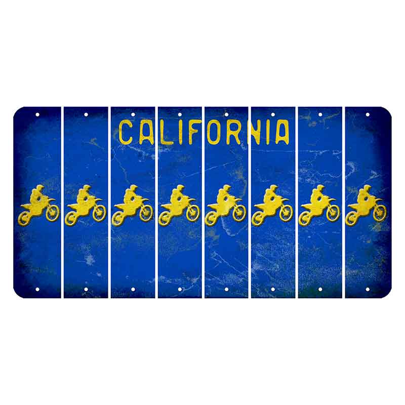 California Blue Cut License Plate Strips (Set of 8) Dirtbike Rider