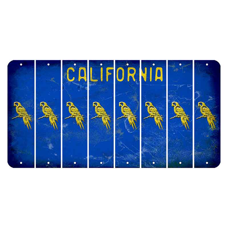 California Blue Cut License Plate Strips (Set of 8) Parrot