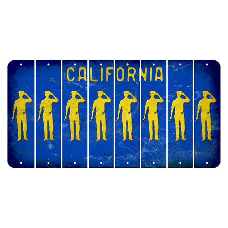 California Blue Cut License Plate Strips (Set of 8) Police Officer