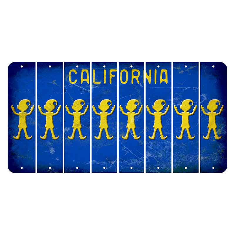 California Blue Cut License Plate Strips (Set of 8) Elf