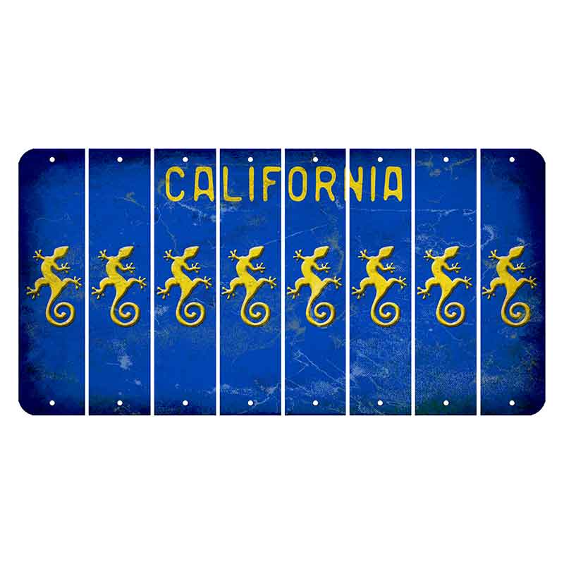 California Blue Cut License Plate Strips (Set of 8) Gecko