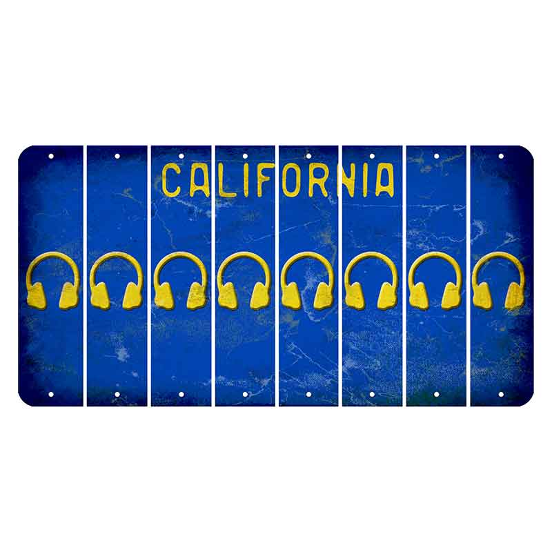 California Blue Cut License Plate Strips (Set of 8) Headphones