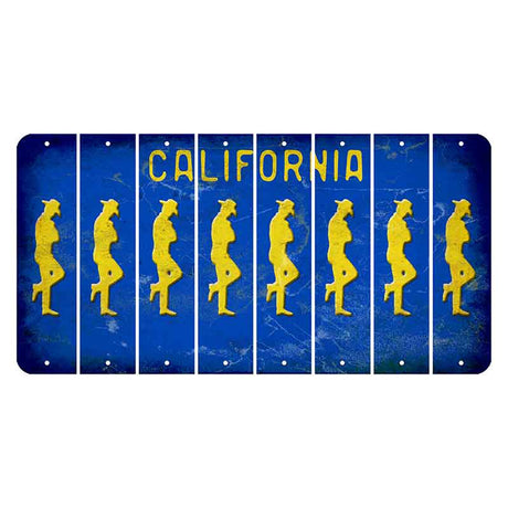 California Blue Cut License Plate Strips (Set of 8) Cowboy - Leaning