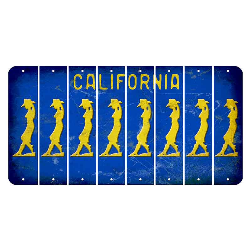 California Blue Cut License Plate Strips (Set of 8) Cowgirl - Leaning