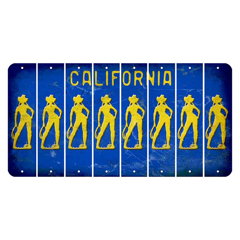 California Blue Cut License Plate Strips (Set of 8) Cowgirl