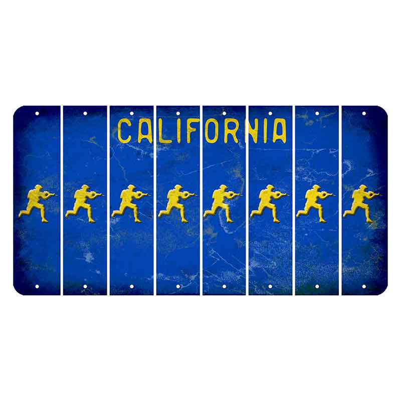 California Blue Cut License Plate Strips (Set of 8) Soldier - Running