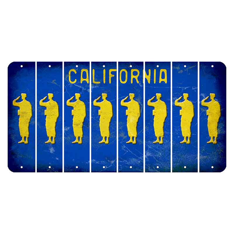 California Blue Cut License Plate Strips (Set of 8) Soldier - Saluting