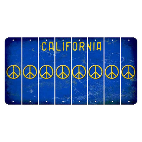 California Blue Cut License Plate Strips (Set of 8) Peace Sign