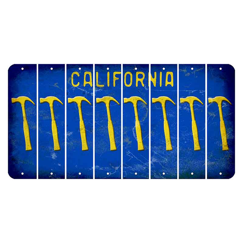 California Blue Cut License Plate Strips (Set of 8) Hammer