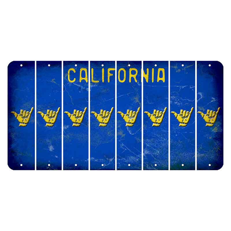 California Blue Cut License Plate Strips (Set of 8) Hang Loose