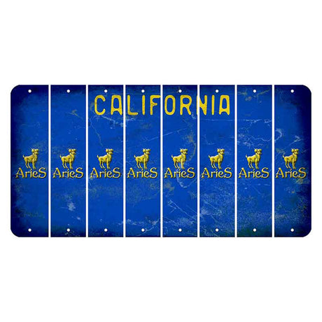 California Blue Cut License Plate Strips (Set of 8) Zodiac Sign - Aries