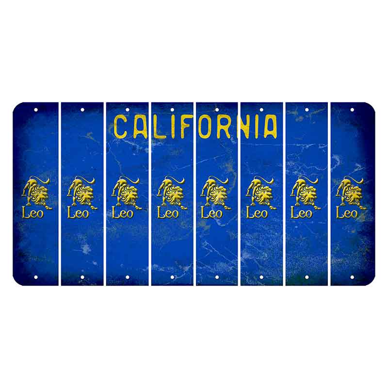 California Blue Cut License Plate Strips (Set of 8) Zodiac Sign - Leo
