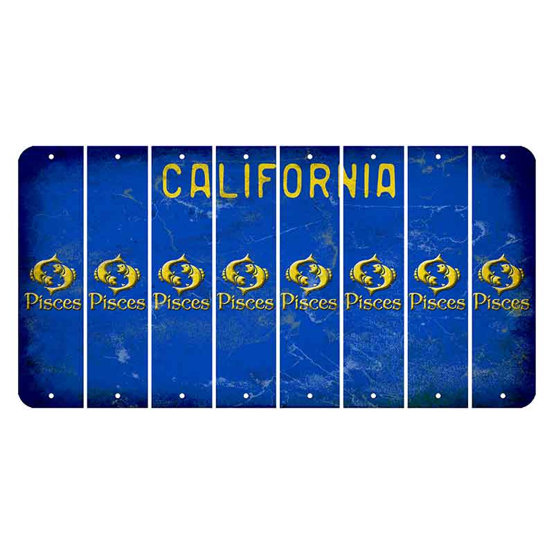 California Blue Cut License Plate Strips (Set of 8) Zodiac Sign - Pisces