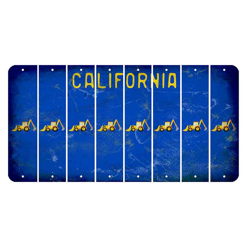California Blue Cut License Plate Strips (Set of 8) Backhoe
