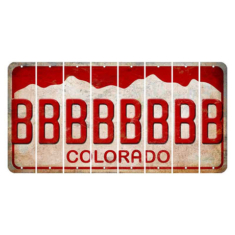 Colorado White|Red Mountains Cut License Plate Strips (Set of 8) B
