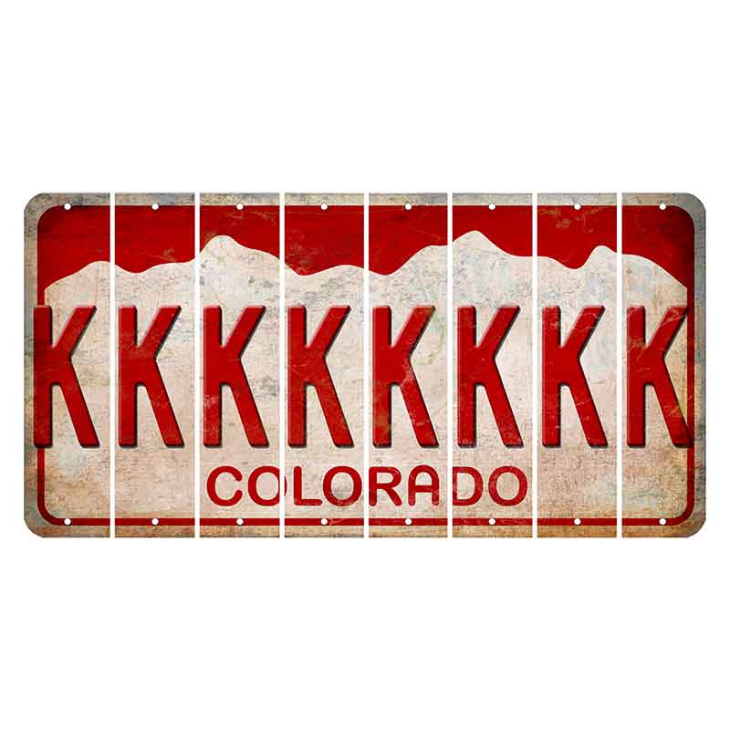 Colorado White|Red Mountains Cut License Plate Strips (Set of 8) K