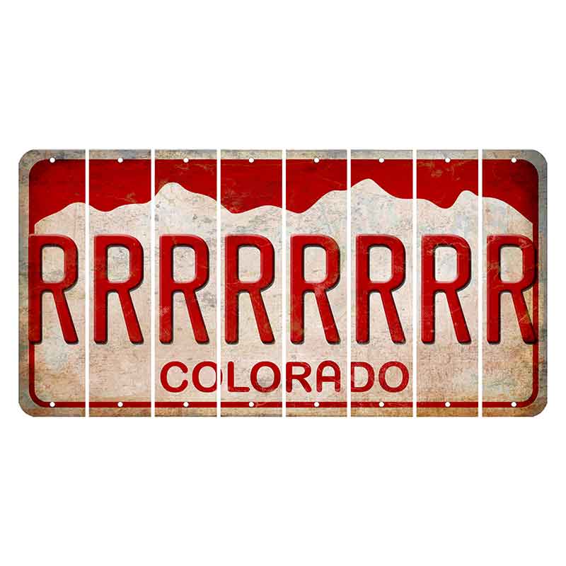 Colorado White|Red Mountains Cut License Plate Strips (Set of 8) R