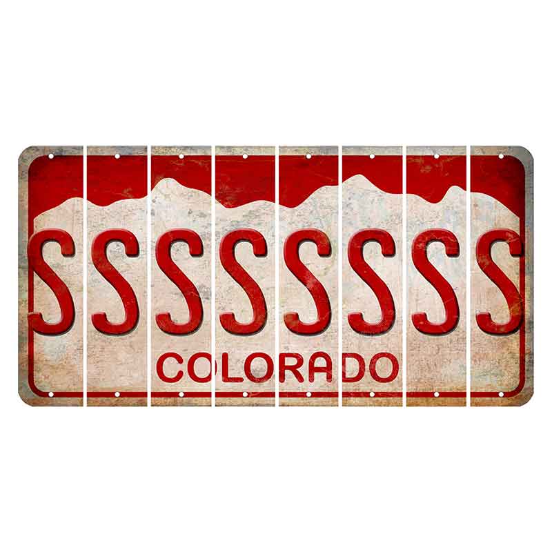 Colorado White|Red Mountains Cut License Plate Strips (Set of 8) S