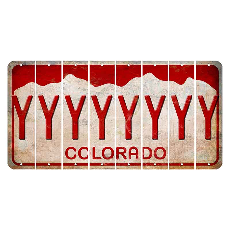 Colorado White|Red Mountains Cut License Plate Strips (Set of 8) Y