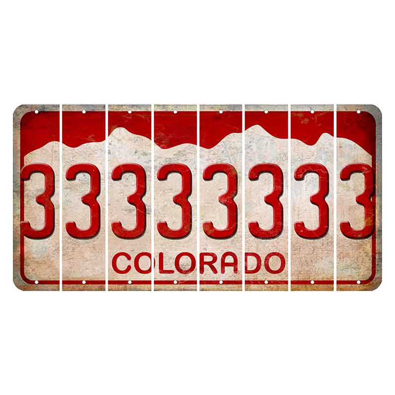 Colorado White|Red Mountains Cut License Plate Strips (Set of 8) 3
