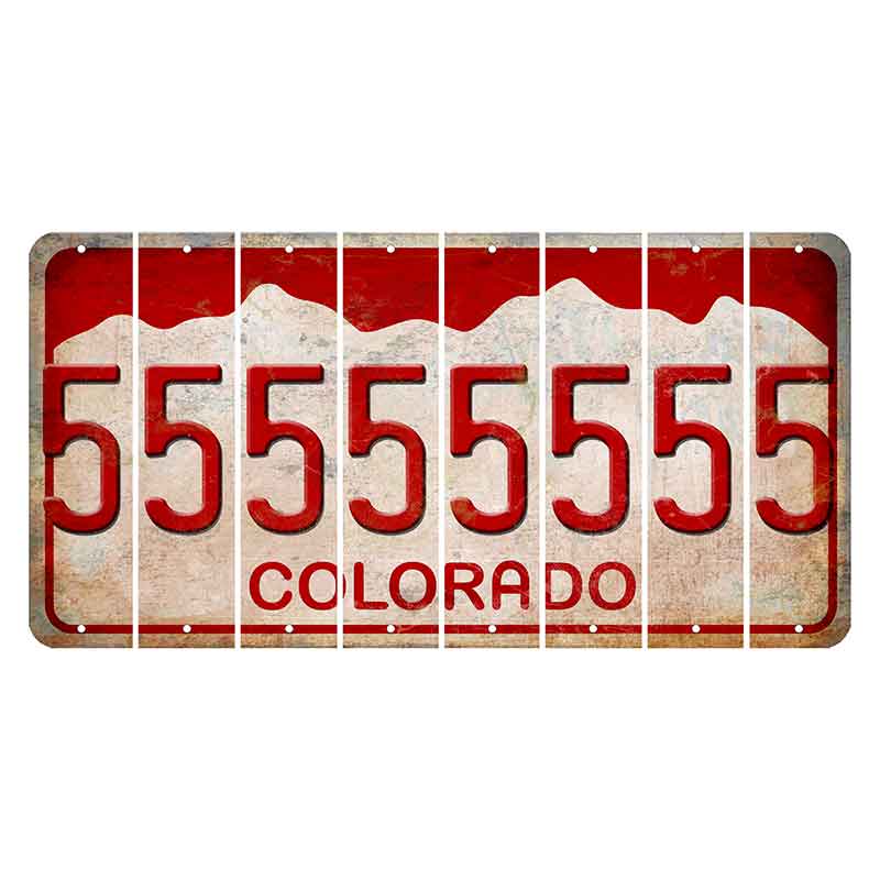 Colorado White|Red Mountains Cut License Plate Strips (Set of 8) 5