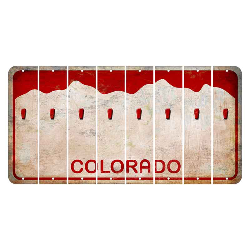 Colorado White|Red Mountains Cut License Plate Strips (Set of 8) Apostrophe