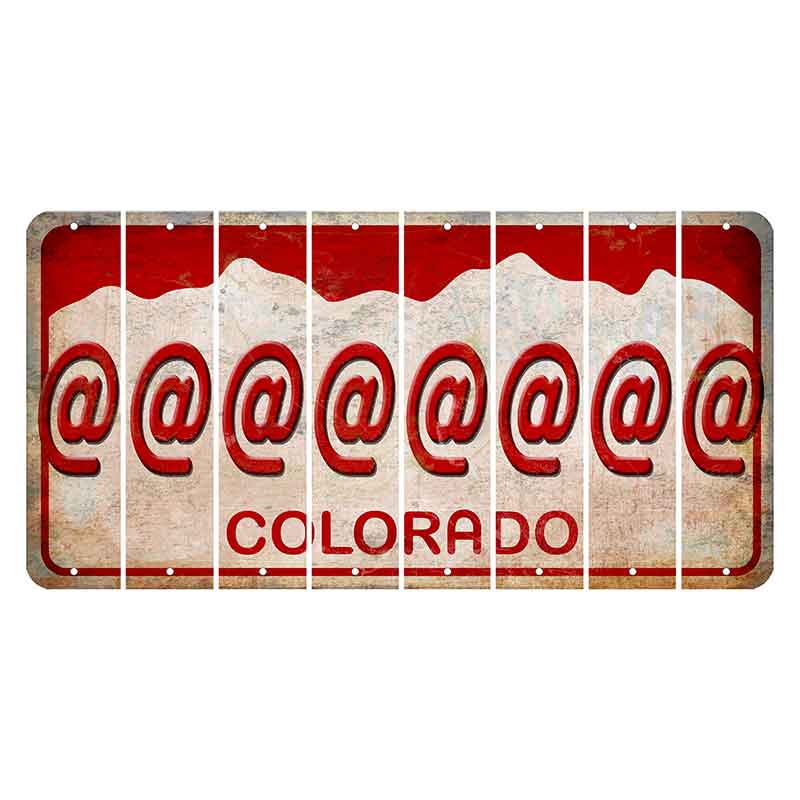 Colorado White|Red Mountains Cut License Plate Strips (Set of 8) At Sign