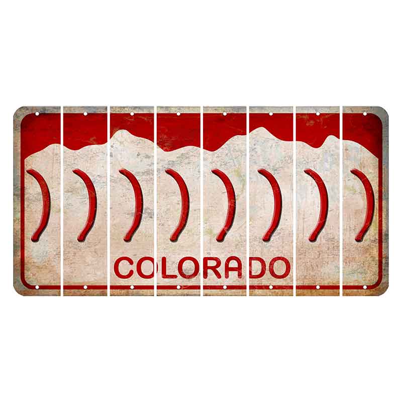 Colorado White|Red Mountains Cut License Plate Strips (Set of 8) Parenthesis - Right