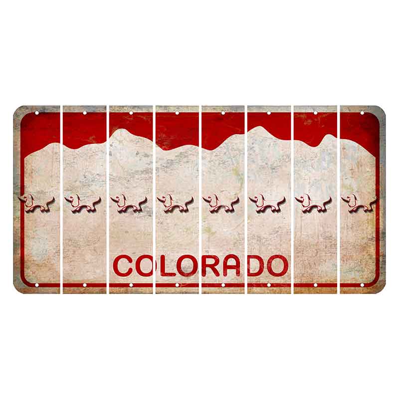 Colorado White|Red Mountains Cut License Plate Strips (Set of 8) Dog