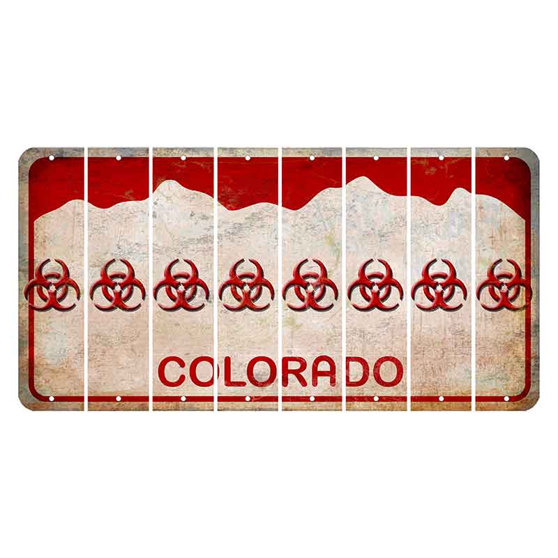 Colorado White|Red Mountains Cut License Plate Strips (Set of 8) Radioactive