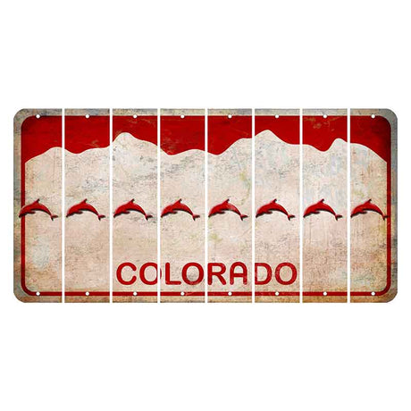 Colorado White|Red Mountains Cut License Plate Strips (Set of 8) Dolphin