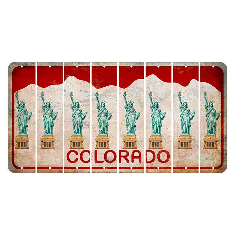 Colorado White|Red Mountains Cut License Plate Strips (Set of 8) Statue of Liberty