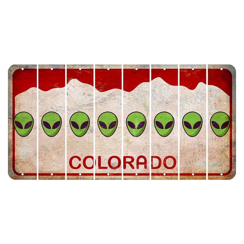Colorado White|Red Mountains Cut License Plate Strips (Set of 8) Alien