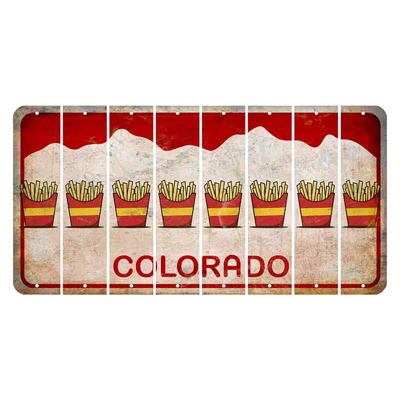 Colorado White|Red Mountains Cut License Plate Strips (Set of 8) French Fries