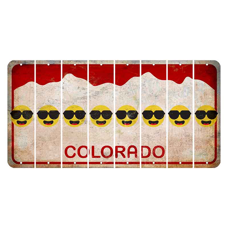 Colorado White|Red Mountains Cut License Plate Strips (Set of 8) Emoji - Shades